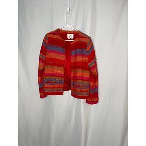 Robin Clayton Designs Striped Multicolor Open Front Jacket Vibrant Sophisticated